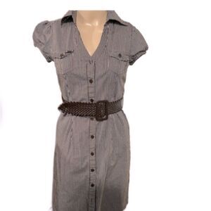 Iz California Brown Striped Dress With
Belt size small